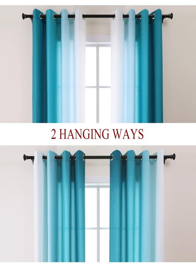 L.Z.E Teal and White Ombre Privacy Curtains 84 Inches Long 2 Panels Set Teal Green Light Filtering Non-See-Through Curtains & Drapes for Living Room Nursery Elegrant Window Treatment Grommet Top - Image 2